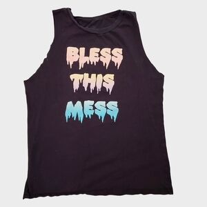 Black Matter Women's‎ Bless This Mess Drip Custom Cut Sleeveless T-Shirt Medium